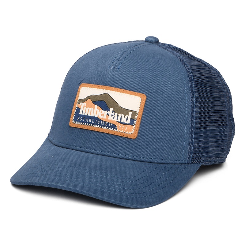 Timberland Hats Mountain Patch Trucker Cap – Blue Adjustable