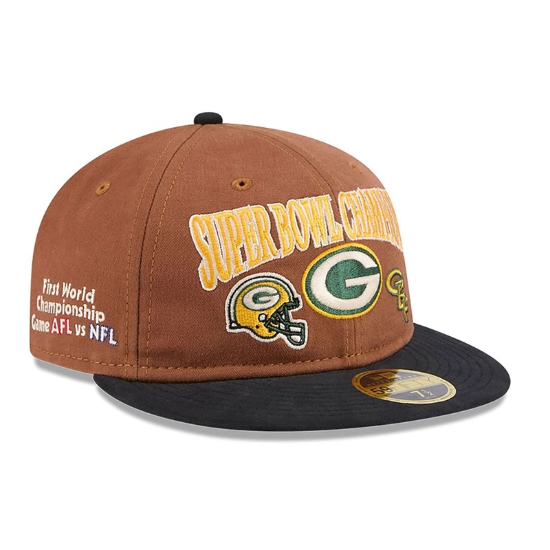Green Bay Packers NFL Champions Dark Beige Retro Crown 59FIFTY Fitted Cap 6 7/8