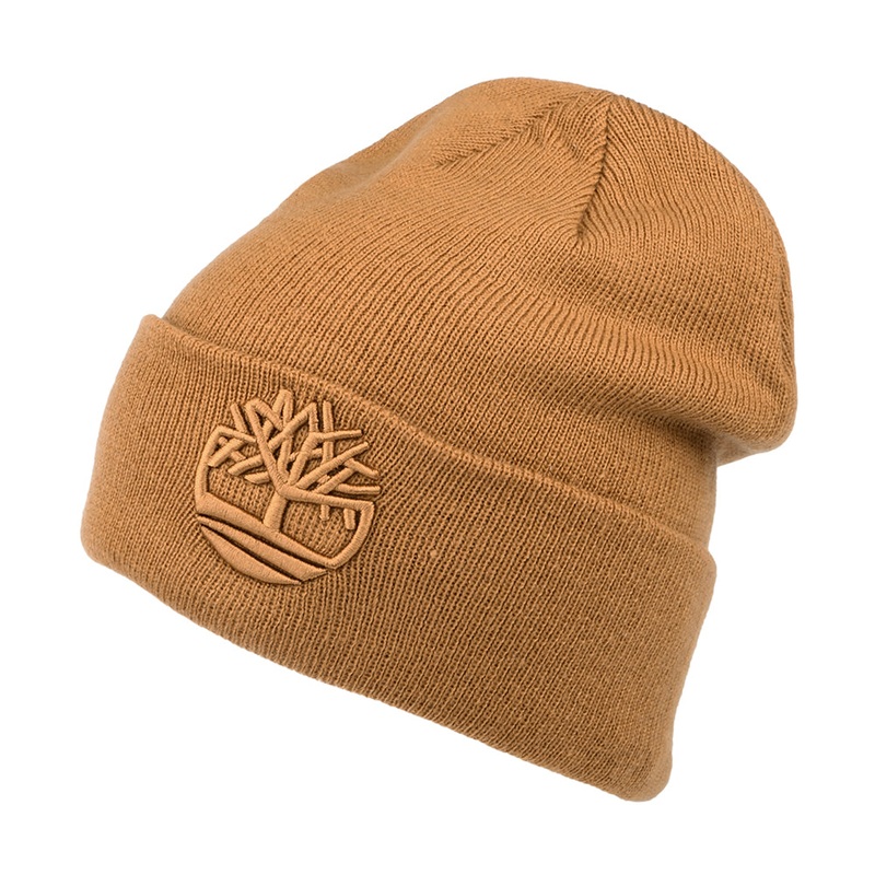 Timberland Hats Tonal 3D Embroidery Beanie Hat – Wheat 1-Size