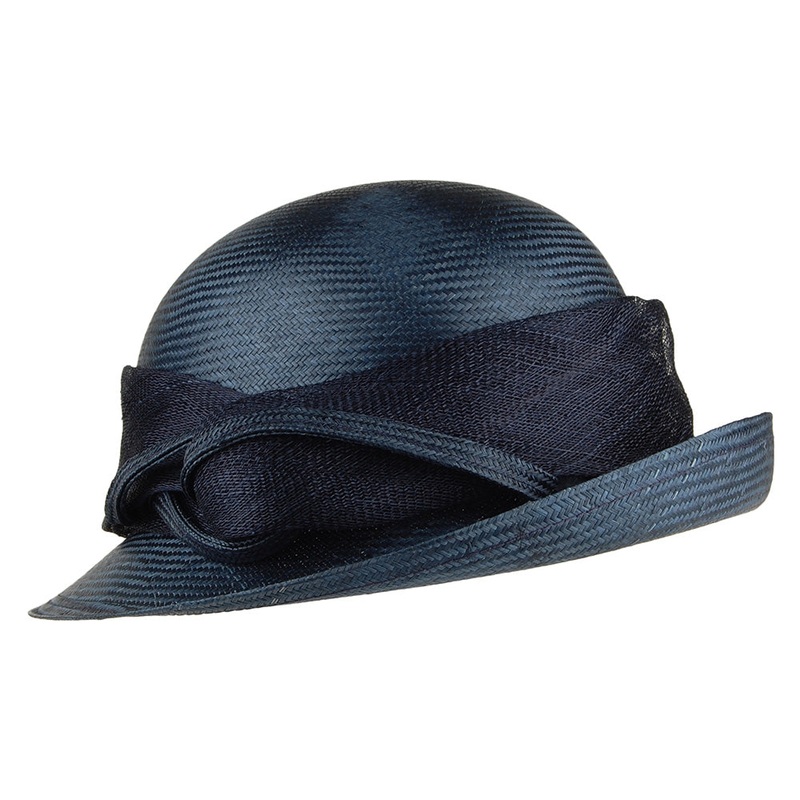 Whiteley Hats Molly Straw Cloche Hat – Navy Blue 1-Size