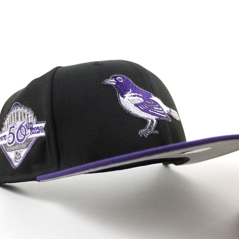 Baltimore Orioles 50th Anniversary 59Fifty New Era Fitted Hat (Black Purple Gray Under Brim) 6 7/8