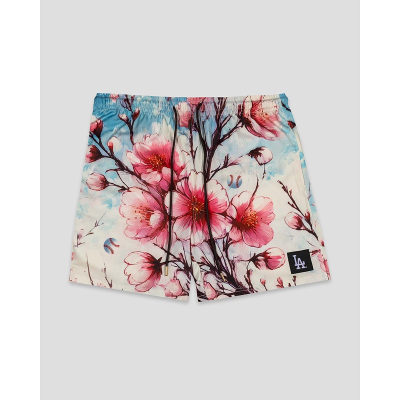 Cherry Blossom Baseball Diamond Lux Satin Shorts – Los Angeles Dodgers Small