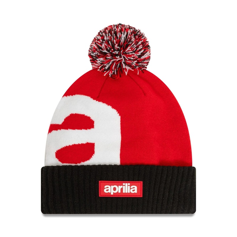 Aprilia Jacquard Red Bobble Knit Beanie Hat OSFM