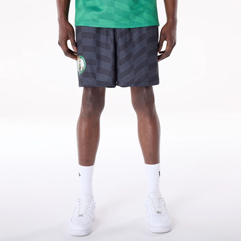 Boston Celtics NBA All Over Print Graphic Black Shorts XS
