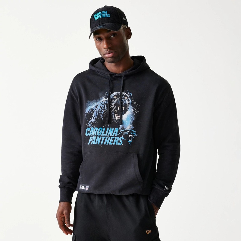 Carolina Panthers NFL Games Premium Apparel Black Oversized Pullover Hoodie XS