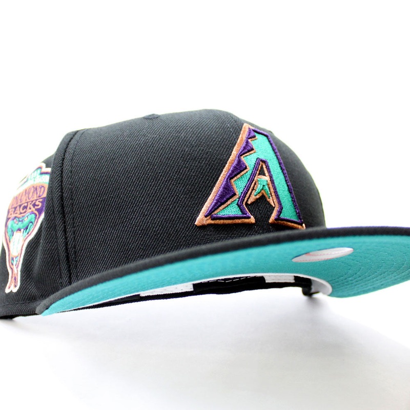 Arizona Diamondbacks 1998 Inaugural Season New Era 59Fifty Fitted Hat (Glow in the Dark Patch Black Teal Green Under Brim) 7