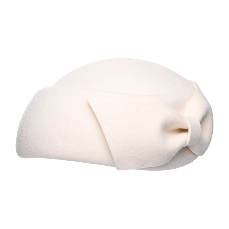 Whiteley Hats Avery Wool Pillbox Hat with Bow – Winter White 1-Size