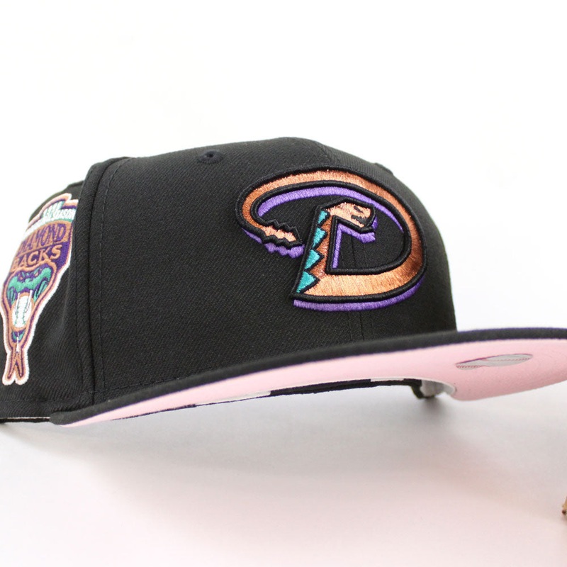 Arizona Diamondbacks 1998 Inaugural Season New Era 59Fifty Fitted Hat (Black Pink Under Brim) 7