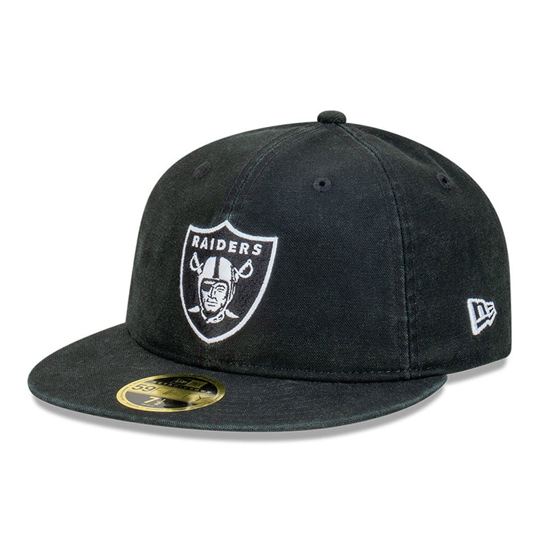 Las Vegas Raiders 59FIFTY Retro Crown Snow Washed Canvas Black Cap 6-7/8