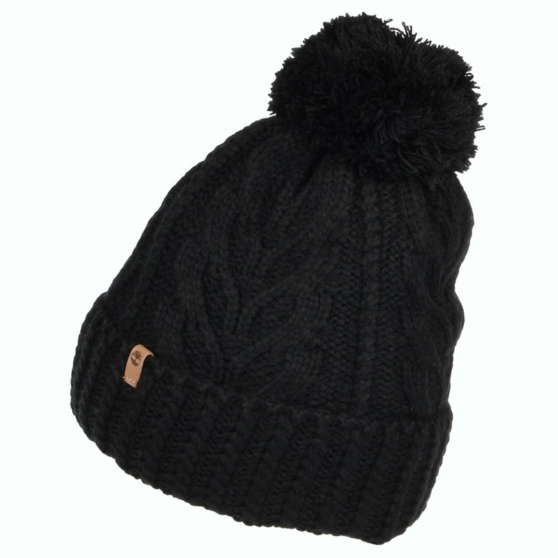 Timberland Hats Cable Knit Premium Bobble Hat – Black 1-Size