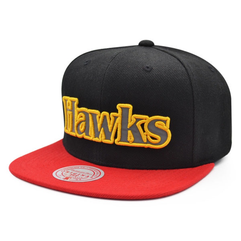 Atlanta Hawks Mitchell & Ness NBA REFLECTIVE TIME Snapback Hat – Black/Red/Yellow
