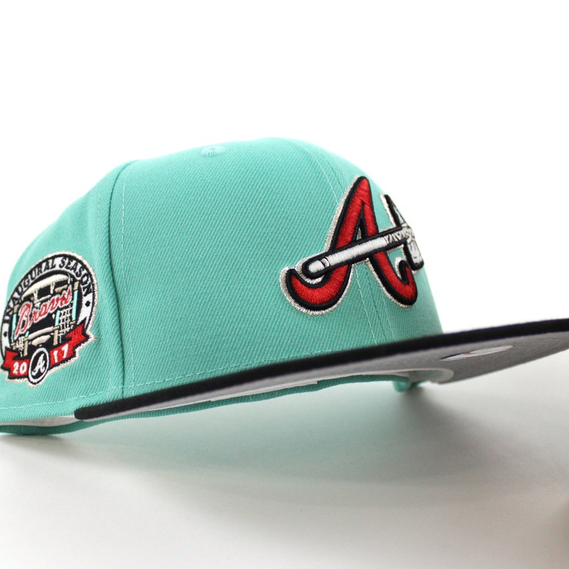 Atlanta Braves 2017 Inaugural Season New Era 59Fifty Fitted Hat (GITD Mint Black Gray Under Brim) 7