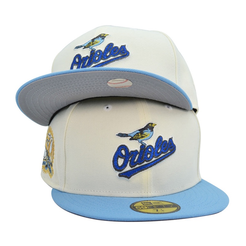 Baltimore Orioles 50TH ANNIVERSARY Exclusive New Era 59Fifty Fitted Hat – Chrome/Sky 6 7/8