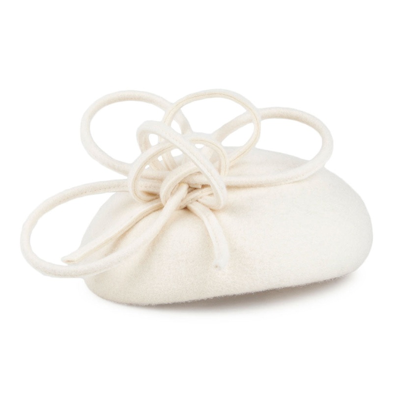 Whiteley Hats Rosey Wool Pillbox Hat with Swirl – Winter White 1-Size