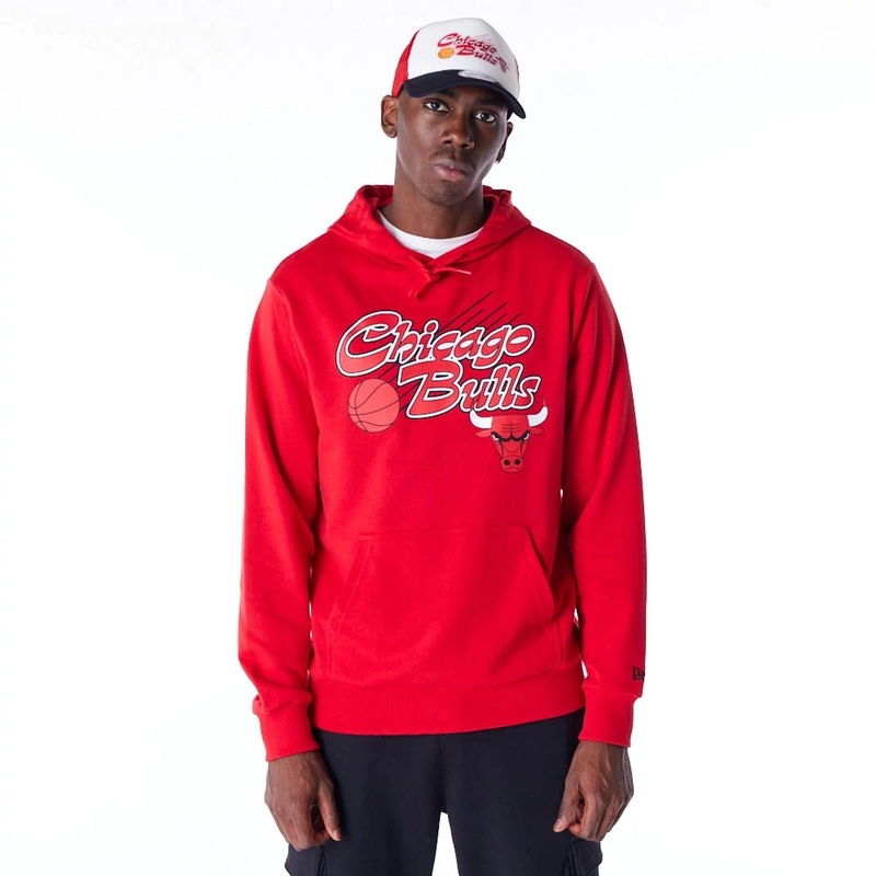 Chicago Bulls Script Red Pullover Hoodie XS