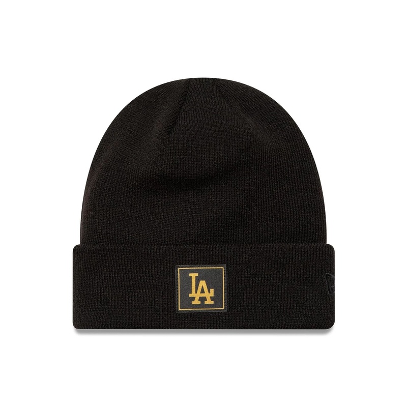 LA Dodgers Youth Metallic Black Cuff Knit Beanie Hat Child