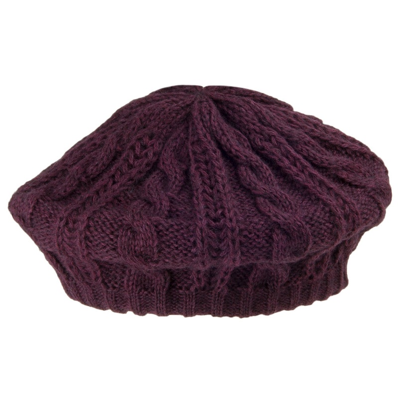 Whiteley Hats Cable Knit Beret – Merlot 1-Size