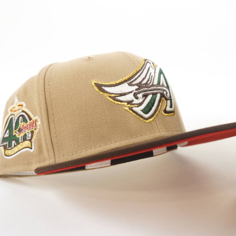 Anaheim Angels 40th Year Anniversary New Era 59Fifty Fitted Hat (GITD Camel Burnt Wood Red Under Brim) 7
