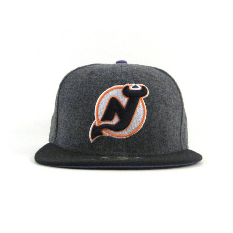 New Jersey Devils New Era 59FIFTY Fitted Hat (MELTON WOOL BLACK NJ Transit Color Way) 7 1/8