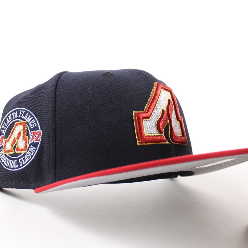 Atlanta Flames Inaugural Season Patch New Era 59Fifty Fitted Hat (Navy Red Gray Under brim) 7