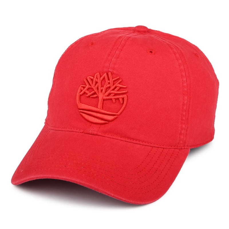 Timberland Hats Soundview Cotton Canvas Baseball Cap – Cherry Red Adjustable