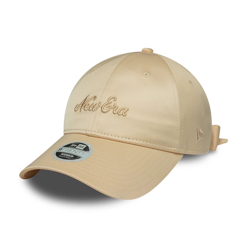 Womens New Era Satin Bow Light Beige 9TWENTY Adjustable Cap OSFM