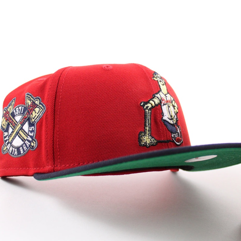 Atlanta Braves 1871 Atlanta Braves Patch New Era 59Fifty Fitted Hat (Scarlet Red Navy Green Under Brim) 6 7/8