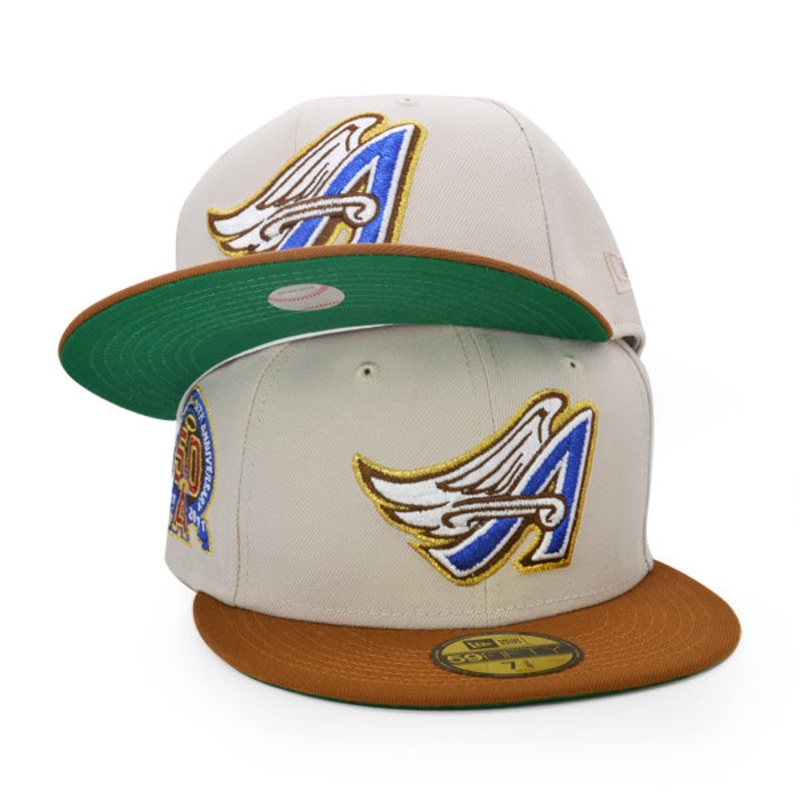 Anaheim Angels 50th ANNIVERSARY Exclusive New Era 59Fifty Fitted Hat – Stone/Peanut 6 7/8