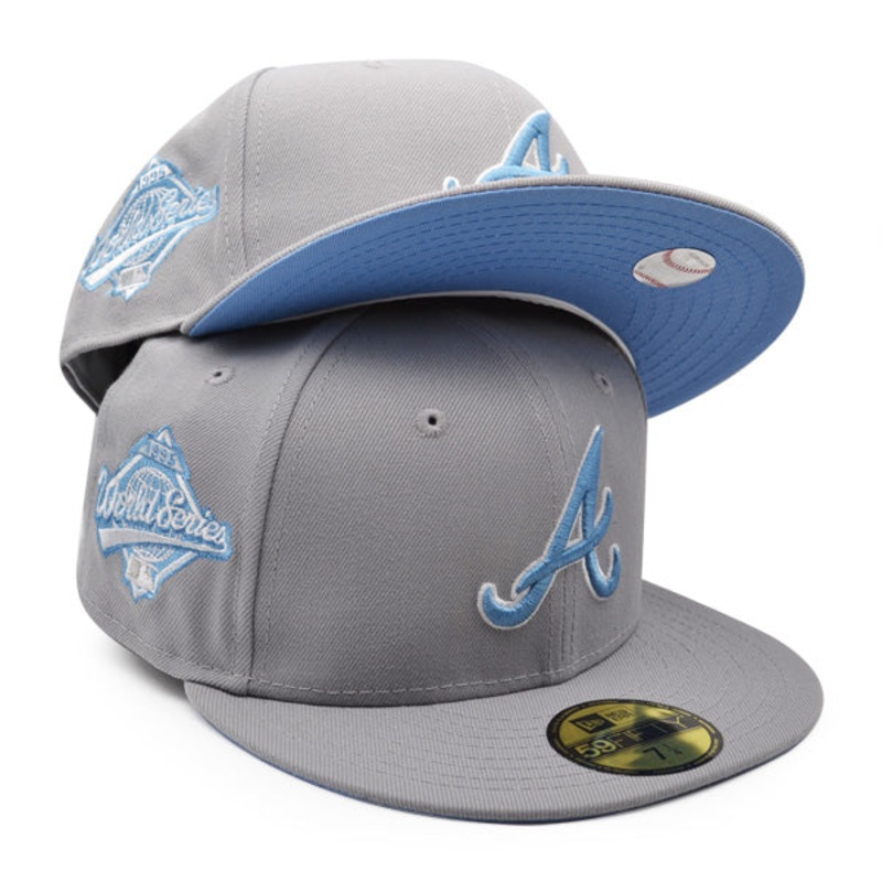 Atlanta Braves 1995 WORLD SERIES Exclusive New Era 59Fifty Fitted Hat – Gray/Sky Bottom 8