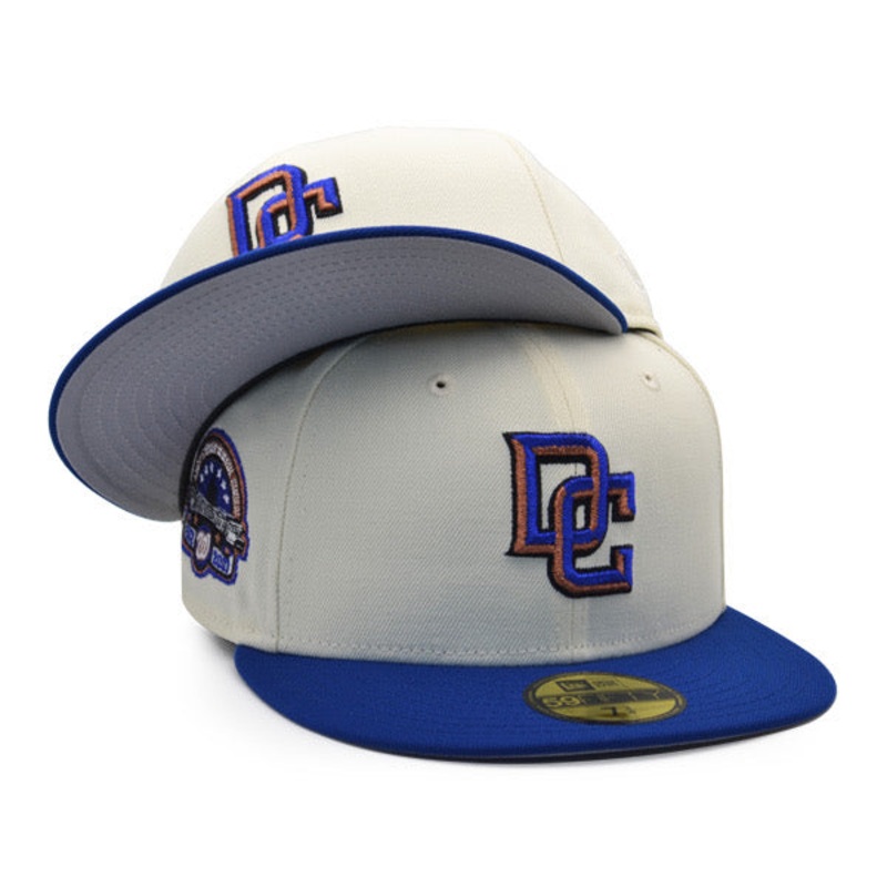 Washington Nationals RFK STADIUM 45 YEARS Exclusive New Era 59Fifty Fitted Hat  Chrome/Royal 7