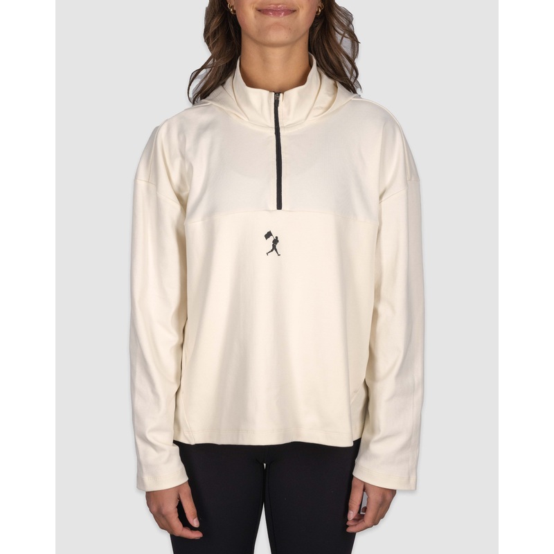 Ballpark Scuba Quarter Zip Women’s Hoodie – Whisper White XS