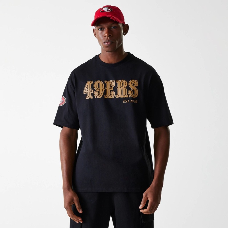 San Francisco 49ers NFL Wordmark Black Oversized T-Shirt XS