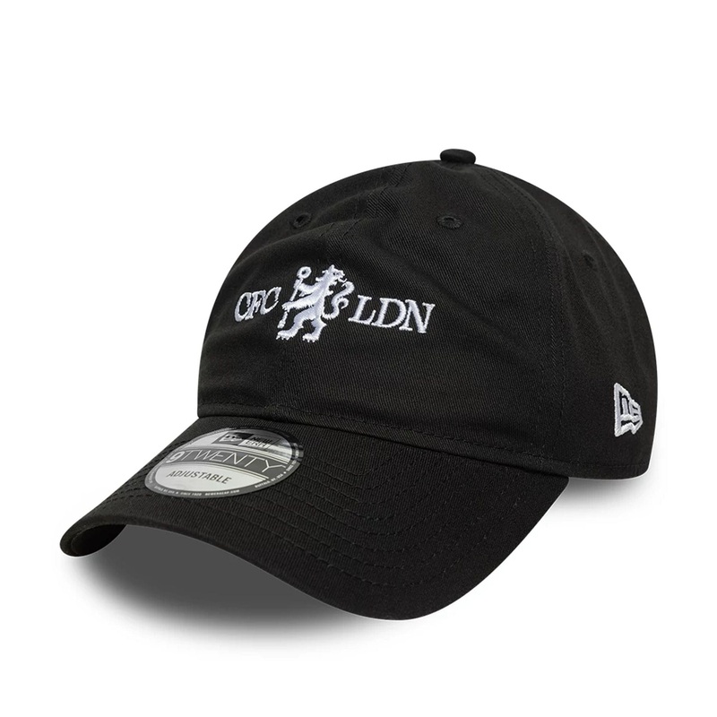 Chelsea FC Lion Crest Wordmark Black 9TWENTY Adjustable Cap OSFM