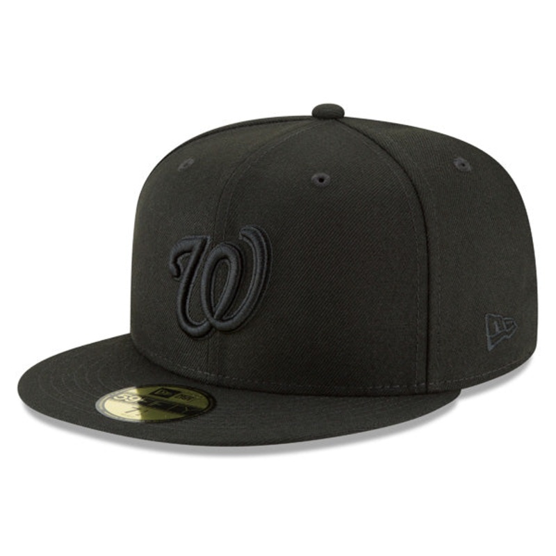 Washington Nationals New Era CLASSIC BOB Black on Black 59Fifty Fitted MLB Hat 6 7/8