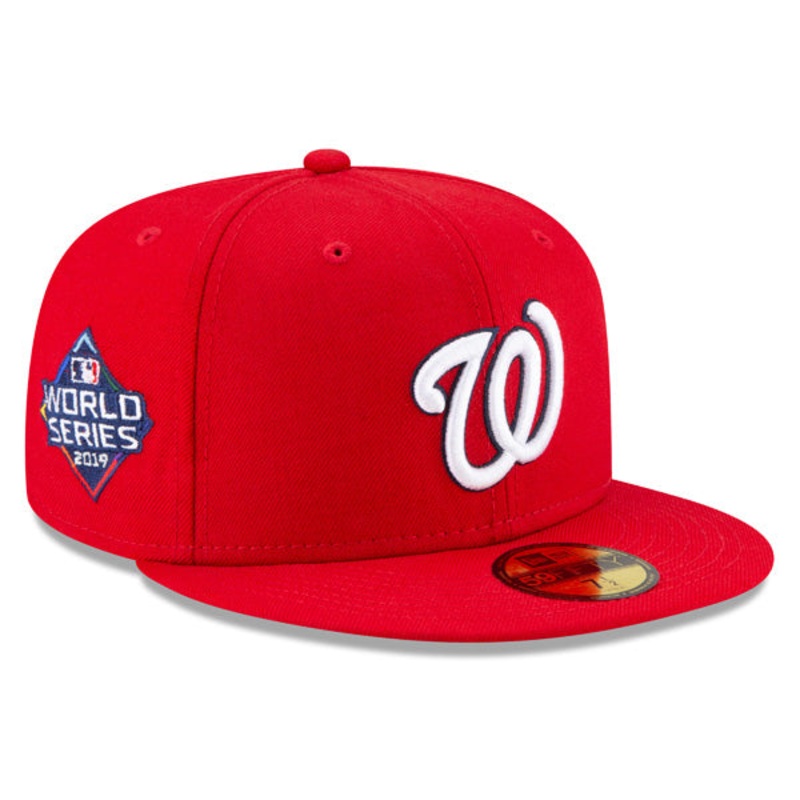 Washington Nationals MLB New Era CHAMPIONS CURSIVE SERIES 59Fifty Fitted Hat – Red 7 1/8
