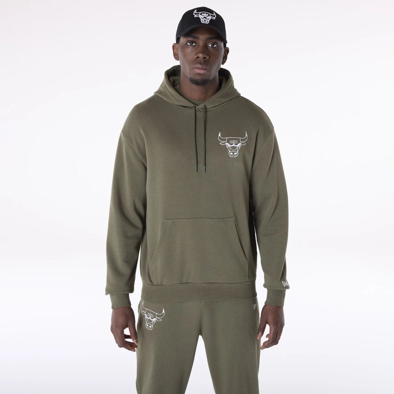 Chicago Bulls NBA League Essential Green Oversized Pullover Hoodie XS