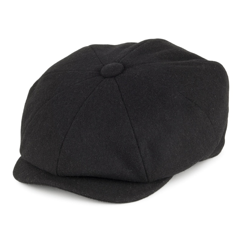 Christys Hats Melton Wool Newsboy Cap – Black S
