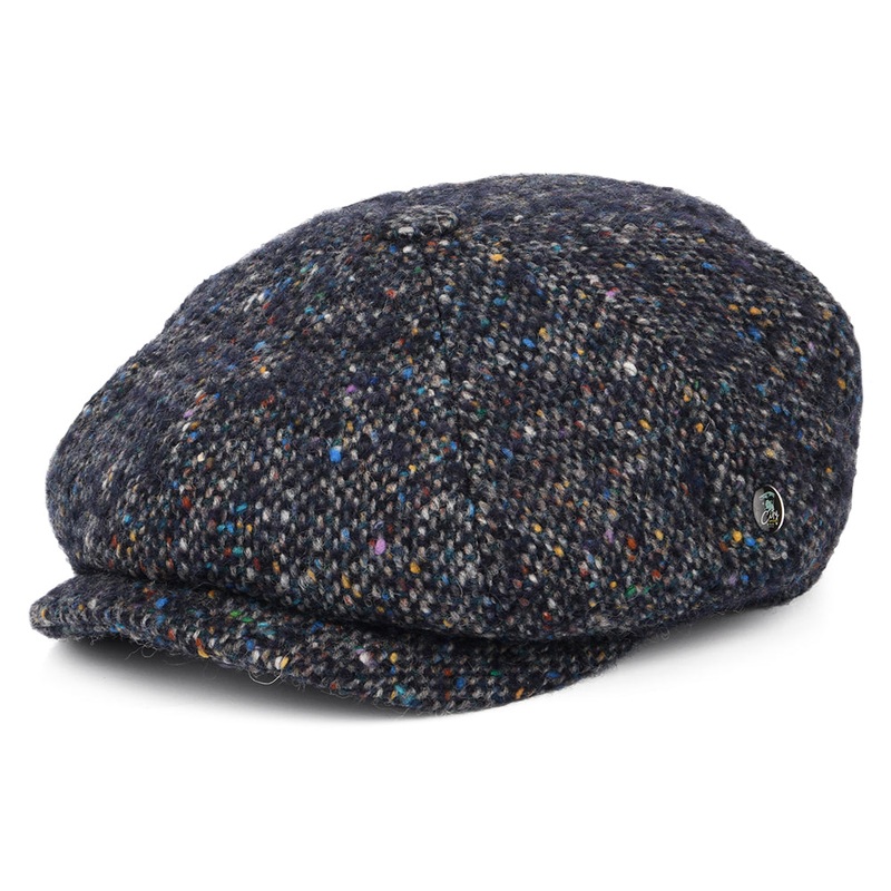 City Sport Donegal Tweed Marl Deep Fit Newsboy Cap – Navy Blue-Multi S